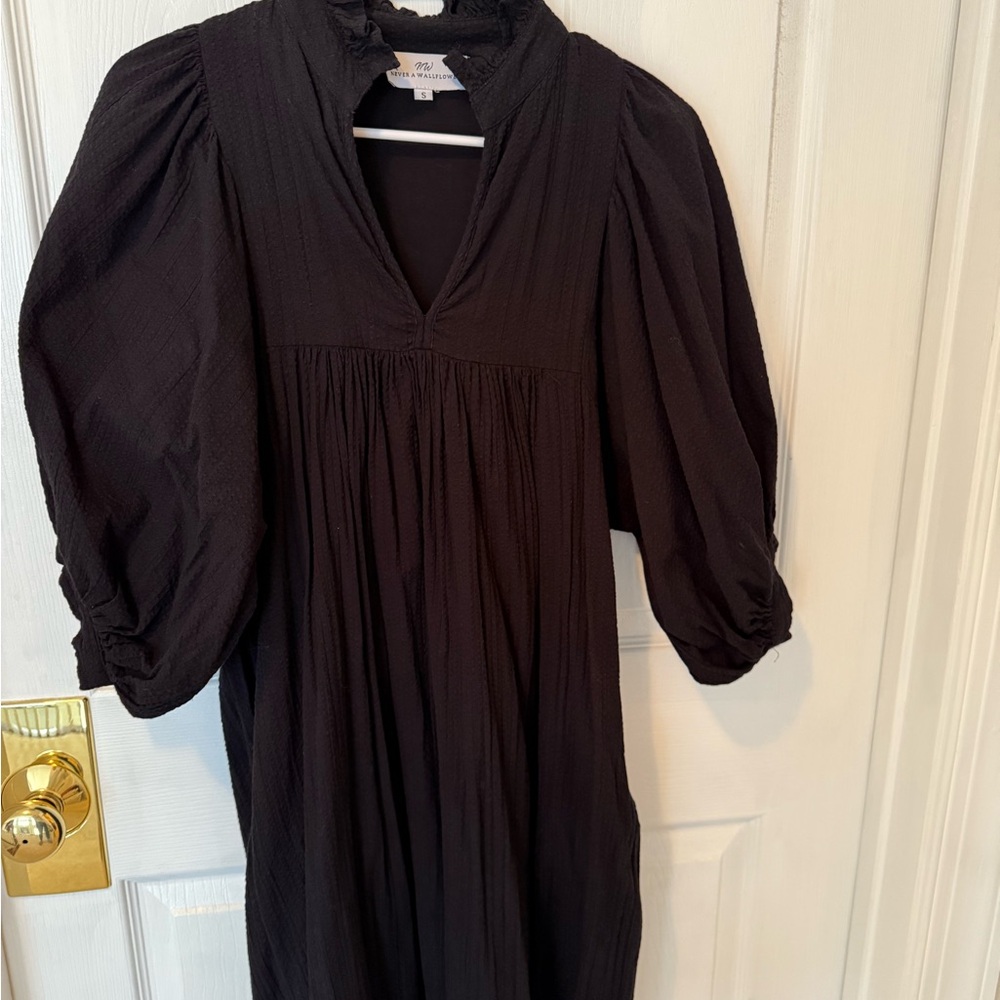 Never A Wallflower Black Textured Dress